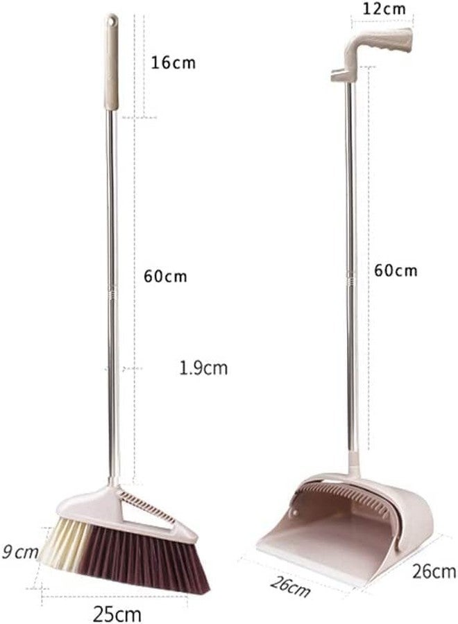 TRADY طقم مكنسة ومجرفة قابل للتمديد، طقم مكنسة ومجرفة متين وخفيف الوزن بمقبض طويل، مثالي للاستخدام في المطبخ والمنزل وأرضيات الردهات - Image 2